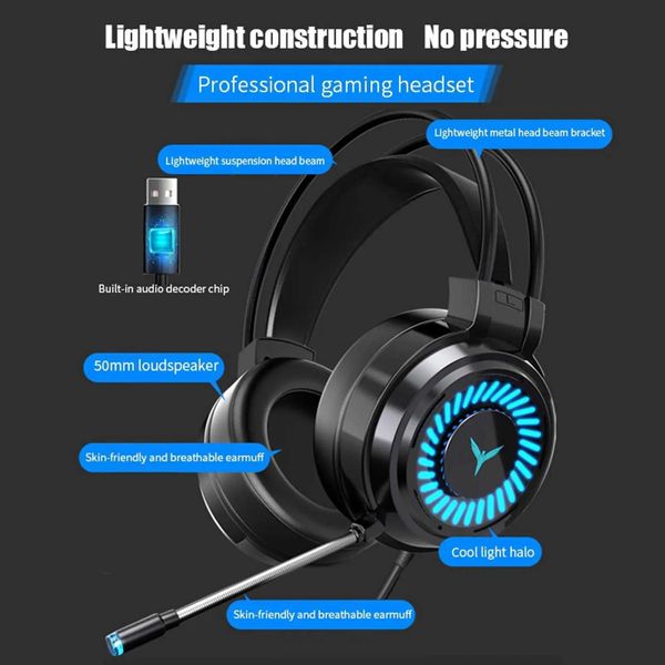 Headsets Comfortable color LED gaming head for PC laptops (3.5mm male) CL250107