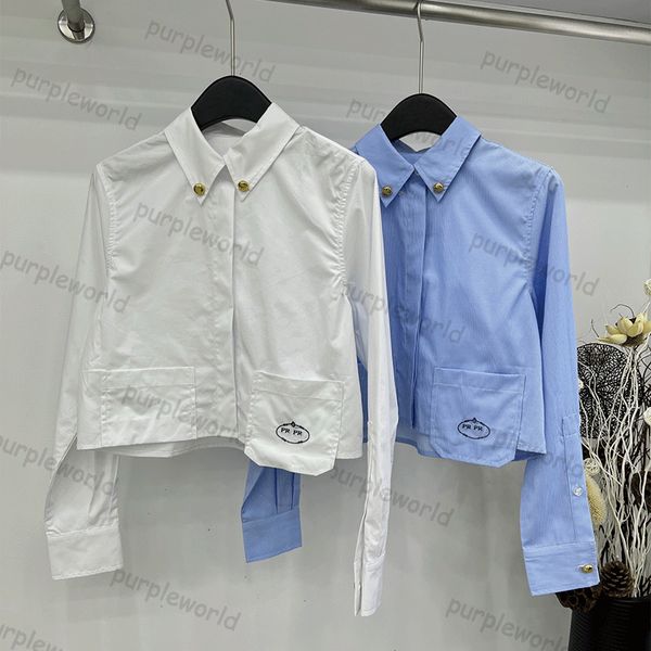 Women Stripped Shirt Designer Blouse Long Sleeve Tops Elegant Casual Cropped Shirts