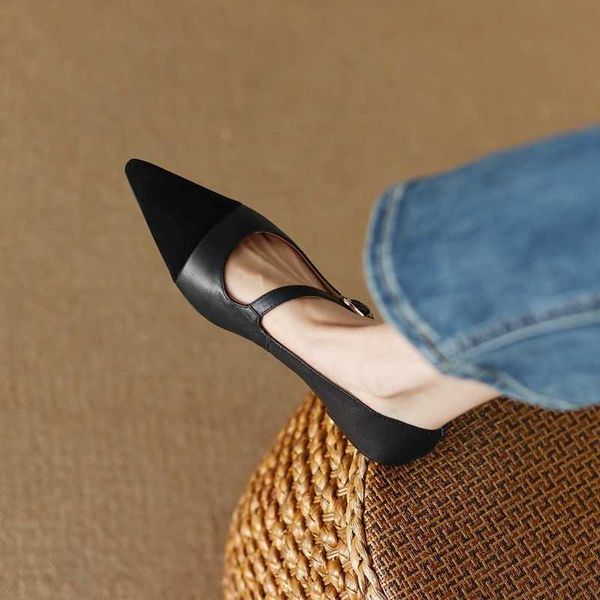 2024 New Womens Flats Pointed Toe Mary Jane Shoes for Women Elegant Dress Shoe Oblique Strap Ladies Shoes Black LoafersC241015