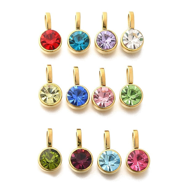 Pendentifs en acier inoxydable 304 avec micro-pavé de strass et placage ionique (IP)