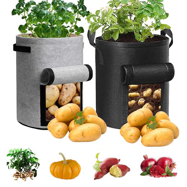 Garden Potato Grow Bag Felt Plant Pot Thicken Vertical Planters for Outdoor Plants Strawberry Vegetable Flower Pots Accessories
