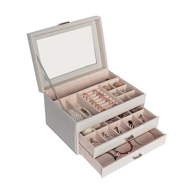 Multi-layer large capacity jewellery box transparent skylight earrings necklace storage box