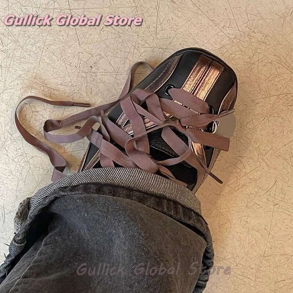 2024 New Arrival Square Toe Shallow Lace Up Decoration Serpentine Patchwork Pumps Casual Dress Elegant Women Shoes Soft Cosy