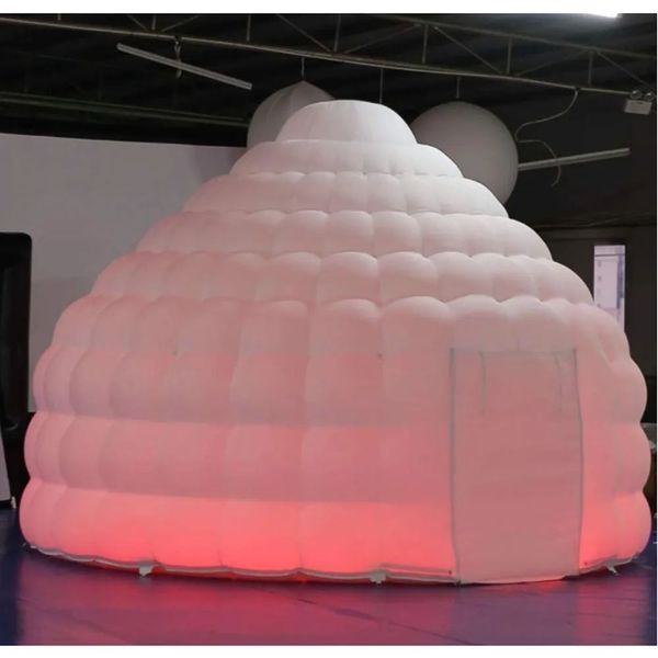 wholesale Exquisite 4mdiax3.16mh White Inflatable Dome Igloo Tent With Led Light Luxury Air House For Fair Event Advertising 002