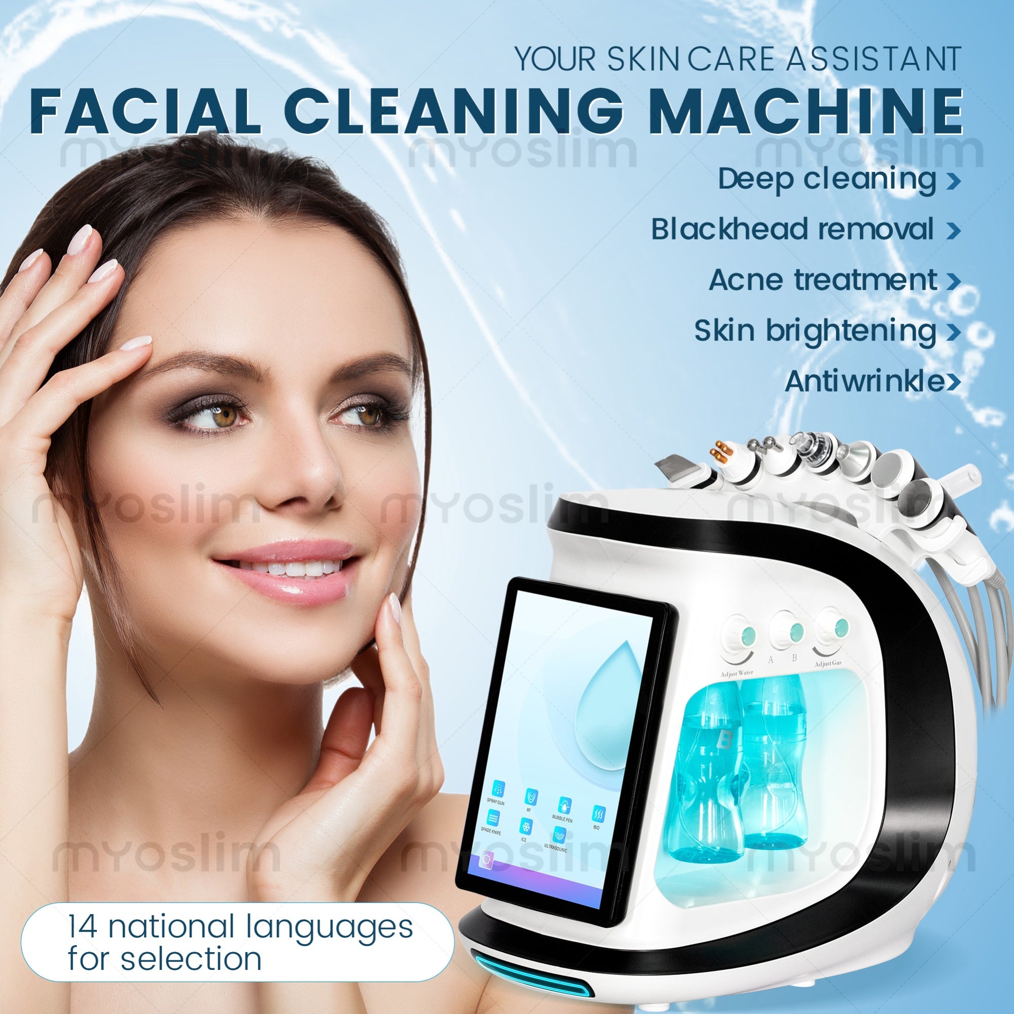 7 in 1 Skin Care Peeling RF Oxygen Jet Water Anti-aging Microdermabrasion Jet Peel Oxygen Commercial Beauty Equipment