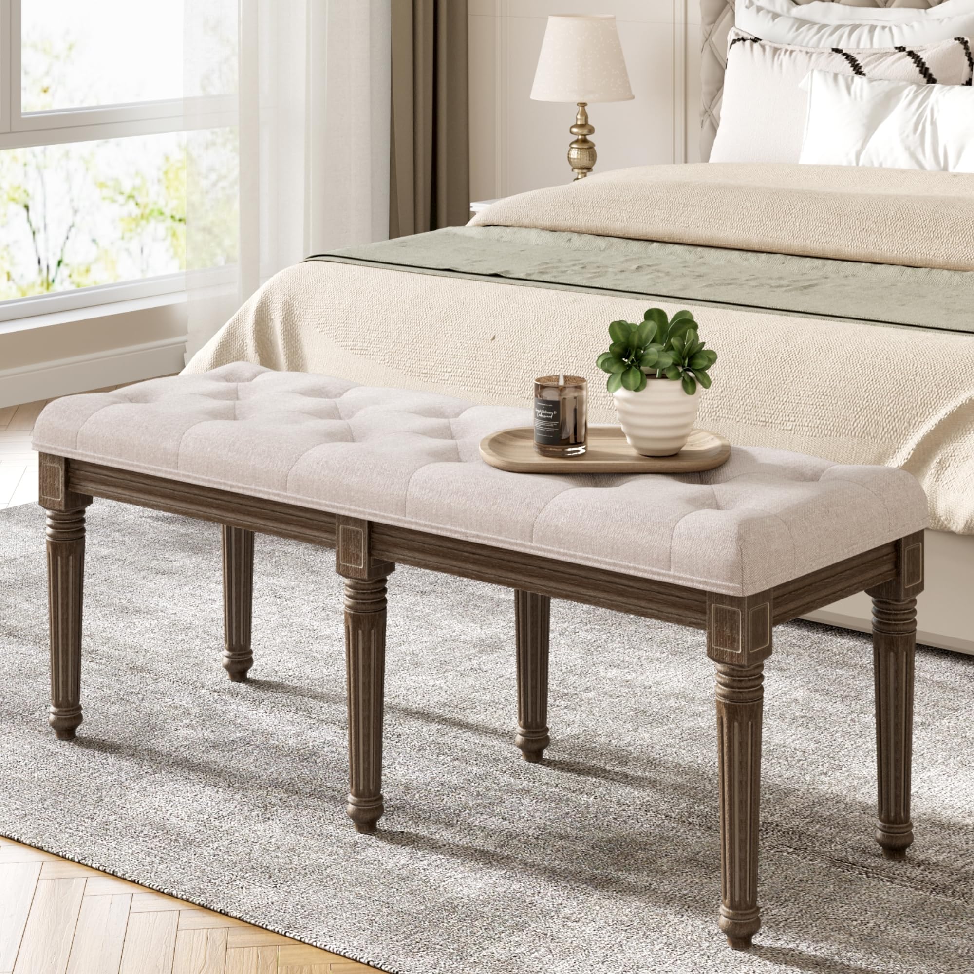 Garvee Storage Benches for Bedroom Entryway Hallway Dining Living Room (Furniture), 4816.9318.5IN, Beige