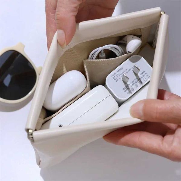 PU leather simple mini lipstick makeup storage bag womens square small makeup bag portable makeup key organizer bag Y241023