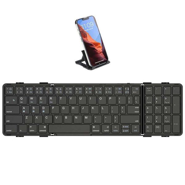 Keyboards JOMAA Full Size Foldable Mobile Phone Keyboard with Numeric Keypad Rechargeable Portable Travel Bluetooth Keyboard z241127