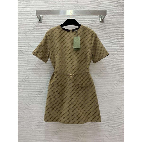 Brand women dress Designer skirt womens dresses Fashion Logo loose short sleeves dress casual skirts vacation Jacquard dress Dec 14 eb48