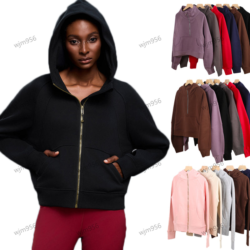 Yoga Womens scuba full zip hoodie align scuba jacket loose long sleeve Autumn workout clothes stand collar top sportswear gym clothing women sweatsh