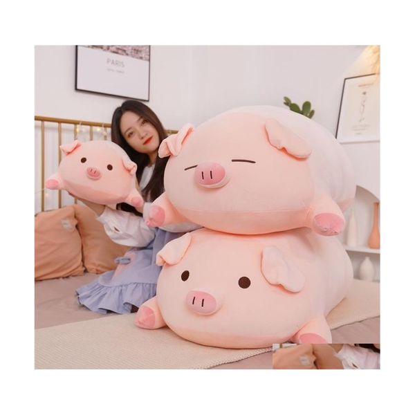 Plush Dolls 40-50-60-80Cm Squish Pig Stuffed Doll Lying Piggy Toy Animal Soft Plushie Pillow Cushion Kids Baby Comforting Gift 22040 Dhynt