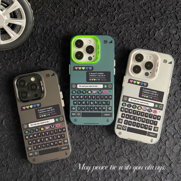 Keyboard Phone Case for iPhone 16 15 14 13 Pro 12 11 Pro Xs X XR Max 8 7 SE Aurora Hard PC+TPU Cases Back Cover