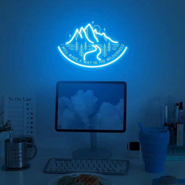 I will Make a Way in the Wilderness neon sign Elegant Boho Christian Quote decor Bible Verse Wall Decor Sign 241230