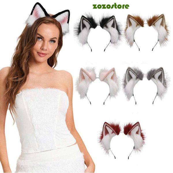 Womens Lolita Plush Hair Ornaments Animal Cat Ears Hair Halloween Party Hair Hoops Anime Cosplay Fancy Props 77E