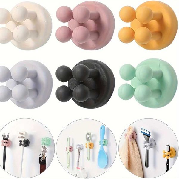 6-Piece Silicone Toothbrush Holders - Easy Install Waterproof Wall For Keys Utility Plugs - Perfect For Bathroom Living RT250205
