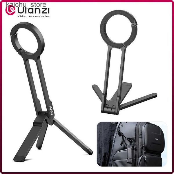 Cell Mounts Holders Ulanzi MA30 Carabiner-Mounted Tripod Dual-sided Magnetic Phone Holder for Video Light Outdoor Travel Vlog Livestreaming
