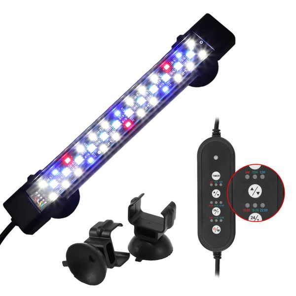 UXCELL 20CM Aquarium LED Light 8W Fish Tank Light 7 Color Timer Function 1 Set for Fish Tank Fish and Aquatic Pet Z250205