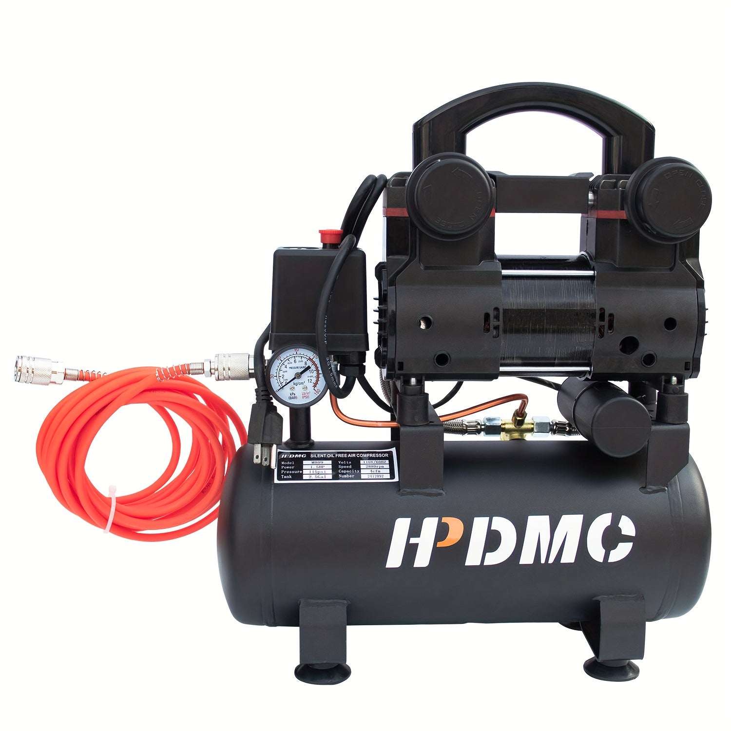 TEMU Oil-less Air Compressor 110v-1ph 115psi Portable Air Compressor 71l-min With 2.5 Gal Tank For Home, Garage, Workshop