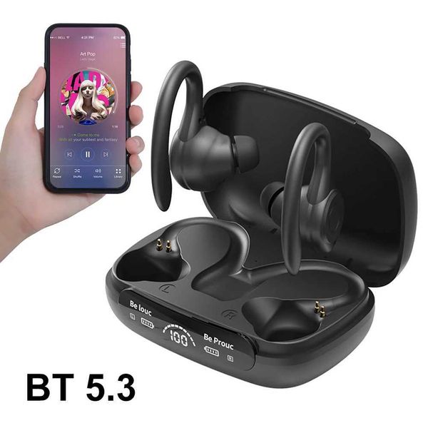 Wireless set Waterproof Cfortable Gaming Earphones 5.3 Noise Reduction Stereo Ear Hook Earbuds For Sport Running Z250114