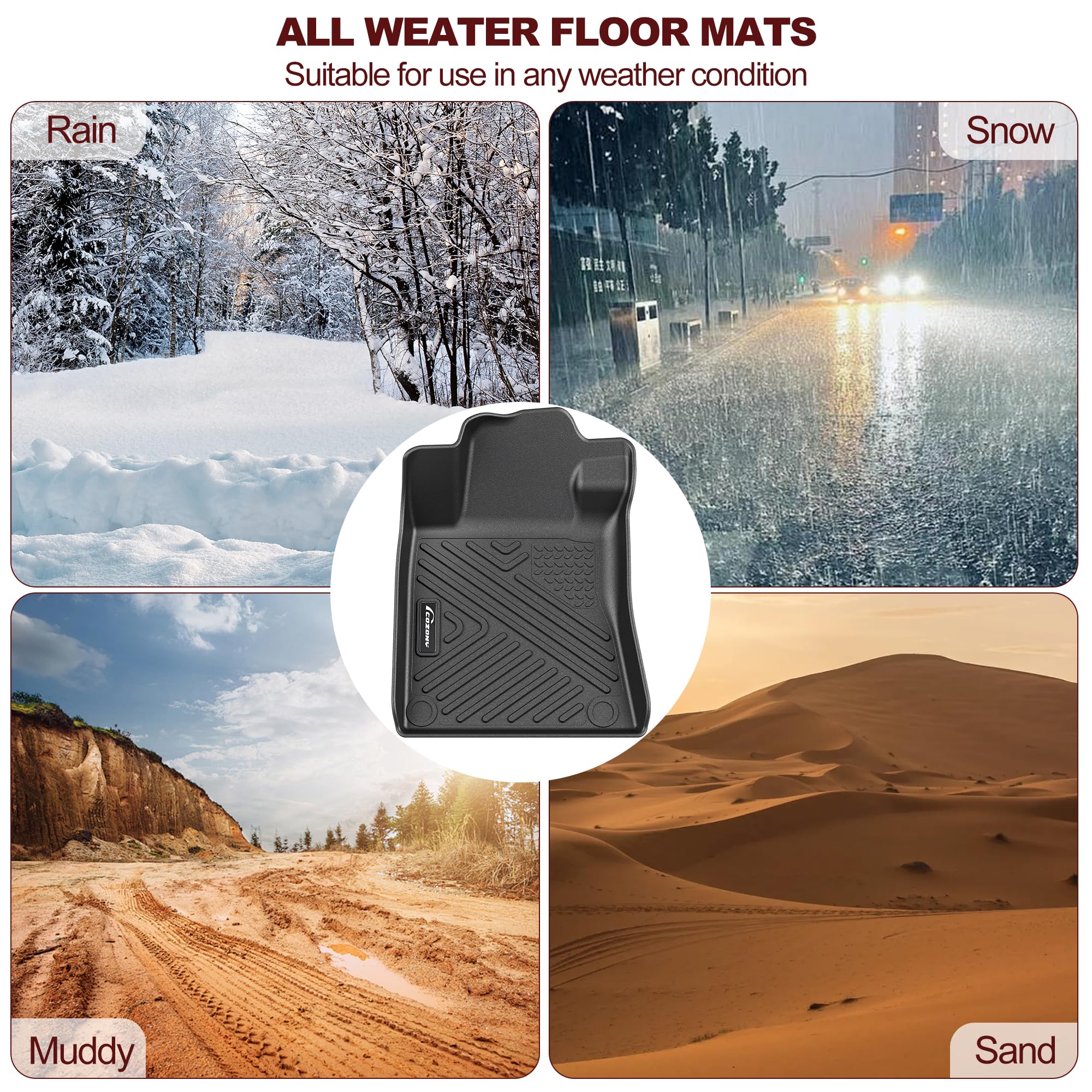 Garvee Floor Mats for 2016-2022 Honda HRV Crew Cab Anti Skid Heavy Duty Waterproof Black Full Set