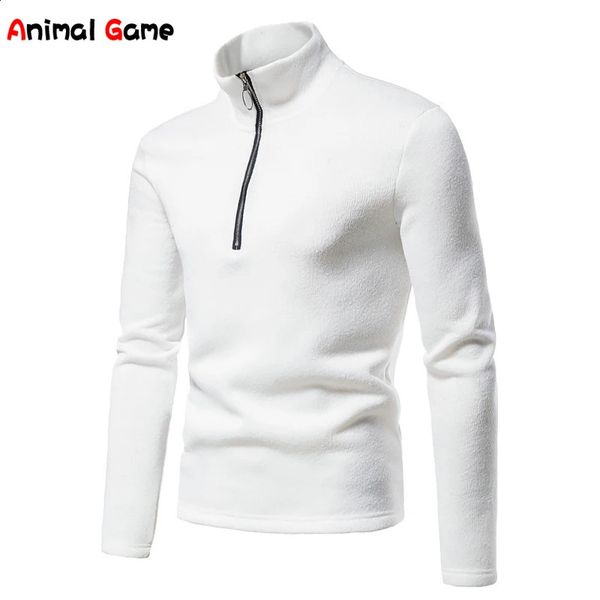 Winter Warm Zipper Sweater Jacket Solid Color High Collar Pullover Men Mens Jumpers Oversize Turtleneck Knitted Xmas 241014