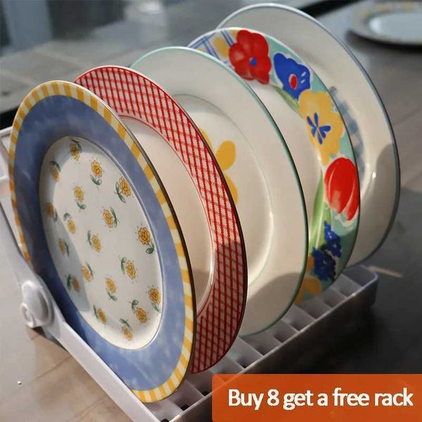 8-inch plate ceramic plate soup bowl breakfast bowl floral food porcelain home salad tray steak kitchen utensils X250129