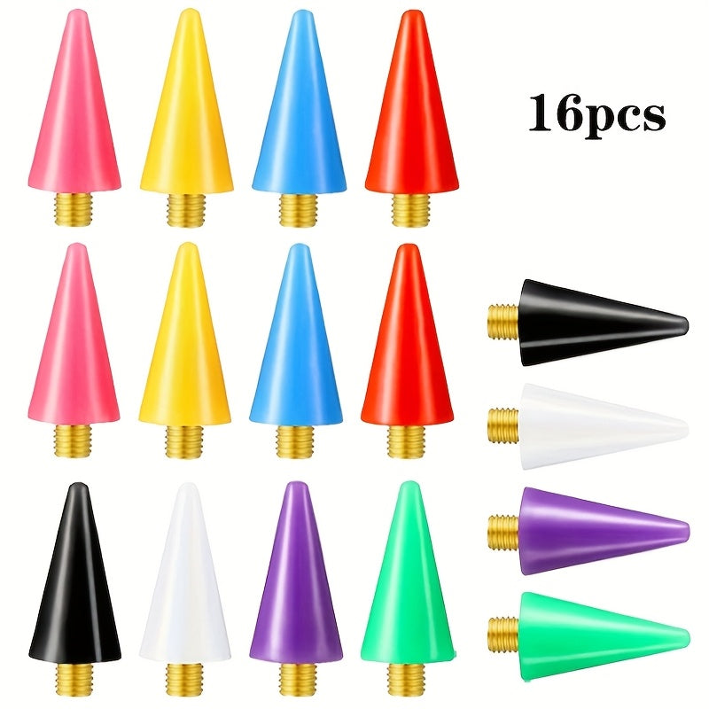 TEMU 16pcs Wax Replacement Heads For 5d Diy Diamond Painting & Nail Art - Durable, Waterproof Picker Tips With Protective Tubes
