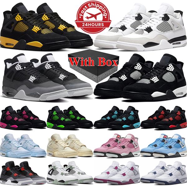 With Box Basketball Shoes 4s Military Black Cat Panda Purple White Thunder Cool Grey Midnight Navy Fire Red mens Jumpmaan 4 Fear sneakers tr