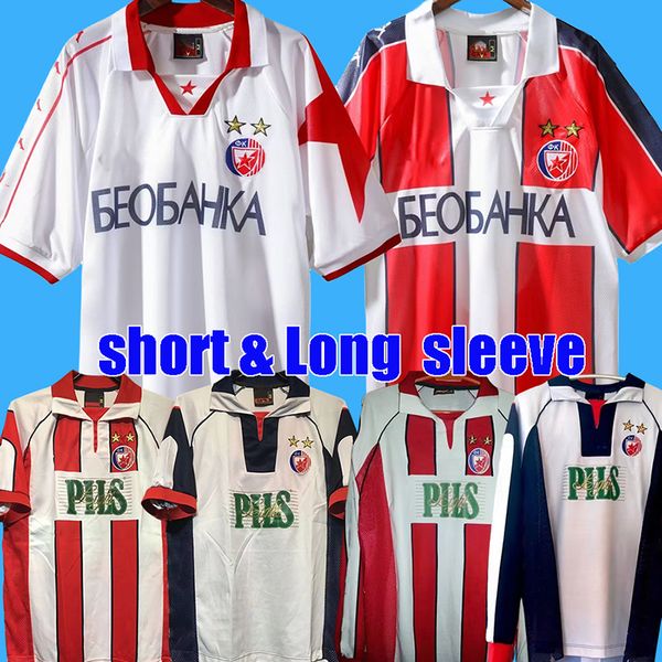 95-97 99-01 Red Star Belgrade retro soccer jerseys 1995 1996 1997 1999 2000 2001 Pjanovic Drulic Stankovic Petkovic vintage classic football
