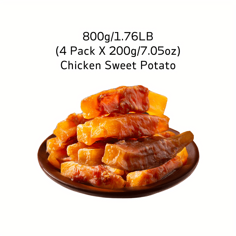 TEMU 800g- 1.76lb (4 Pack X 200g- 7.05oz) Chicken Wrapped Sweet Potato, Dog Treats For Small, Medium, & Large Dog - Made With Chicken And Sweet
