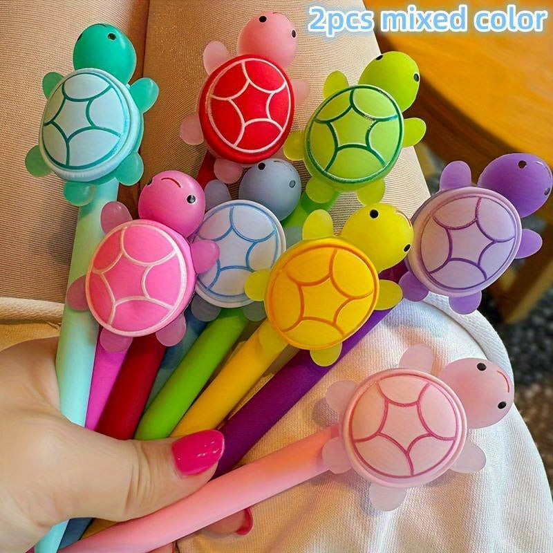 TEMU Set Of 2 Adorable Turtle-themed Ballpoint Pens In Different Colors, Featuring Dopamine-boosting Hues, School Supplies, Stationery, And Writing