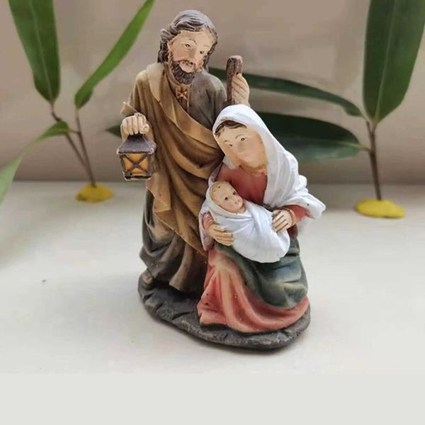 Decorative Nativity Scene Figures Holy Family Resin Statue Sculpture Religious Desk Christmas Scene for Gift Decoration EasterB240710B240707
