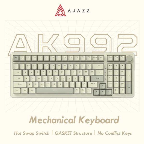 Ajazz AK992 Wired Keyboard Backlight Keyboard Mechanical Gaming Keyboard for CPU Off Gaming Y241126