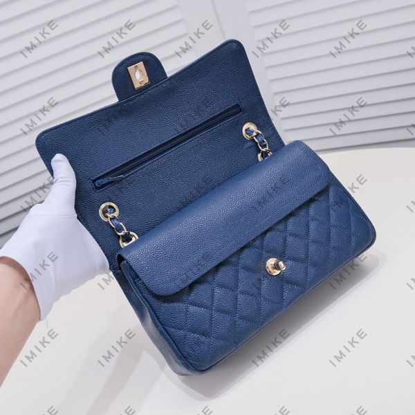 Mirror quality designer bag caviar sheepskin material high-quality gold and silver metal chain bag double letter flip bag women&#039;s cross