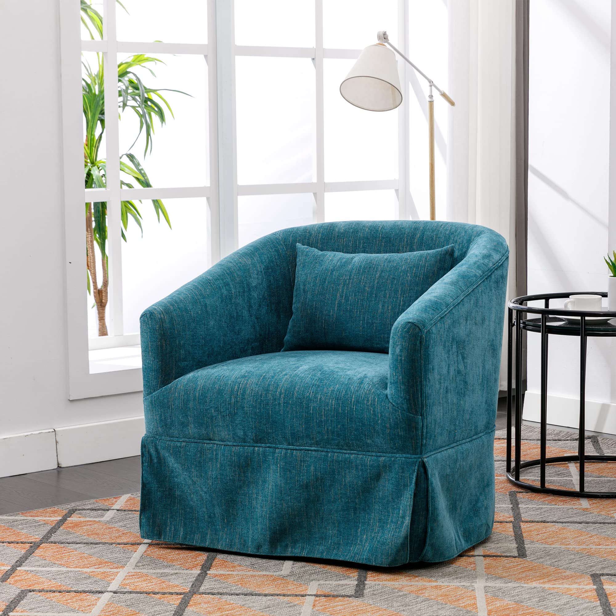 Garvee Living Room Chairs Accent Armchair 360 Degree Rotating Base Small Comfy Sofa Chair Green