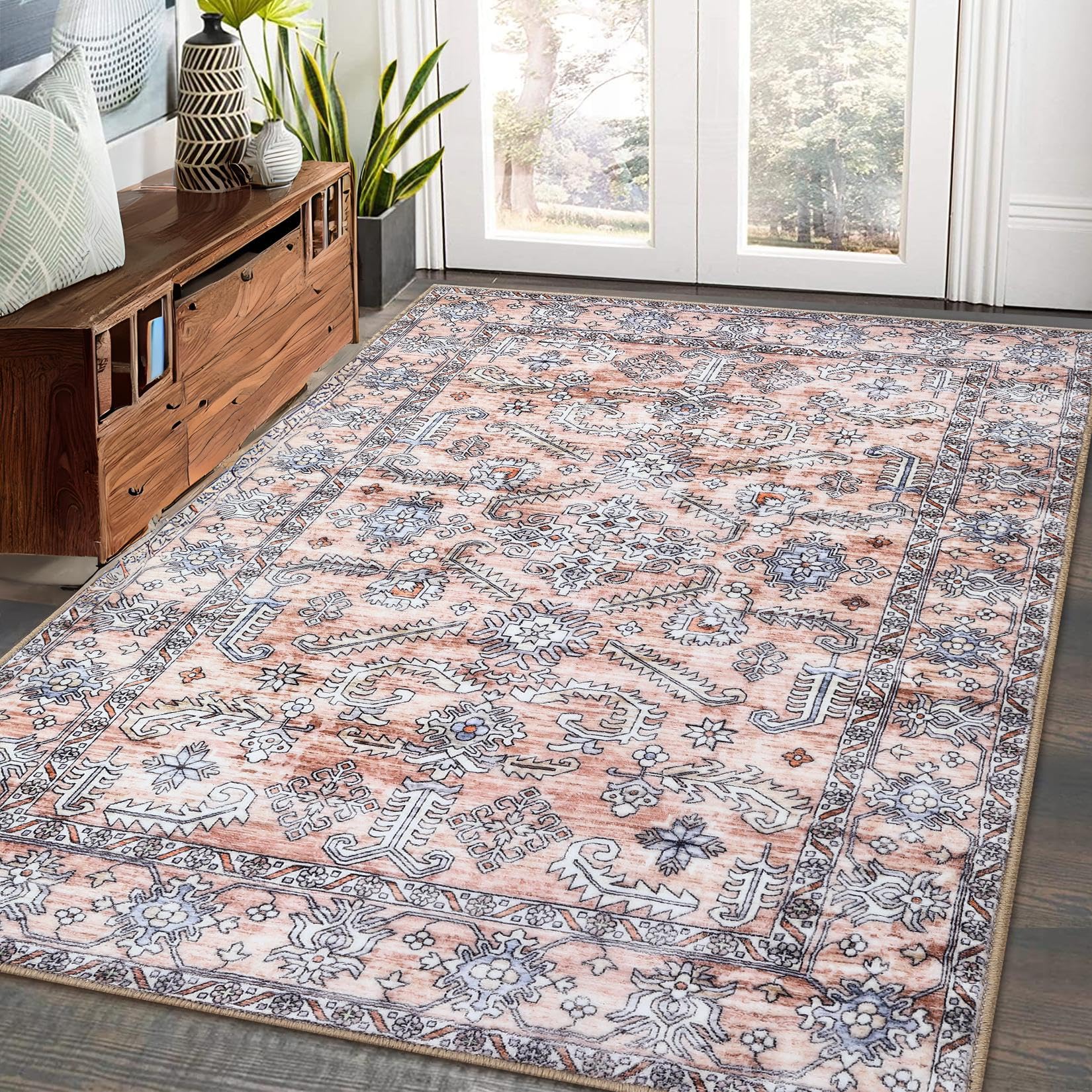 Garvee Area Rugs 9x12 Living Room Washable Rug Non Slip Boho Rug Floor Mats Throw Rugs for Dining Room Oriental Carpet Stain Resistant No Shedding Cla