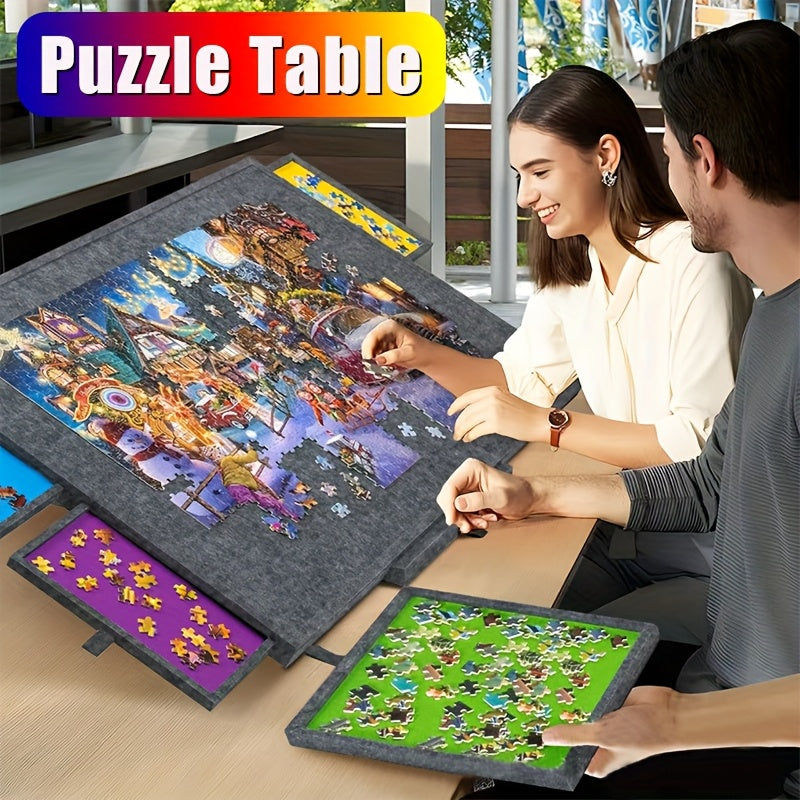 TEMU [puzzle Table] Portable Puzzle Board With 6 Drawers For Puzzle Storage And Sorting, With Stand | Fine Sorting Light And Stable, No Installation