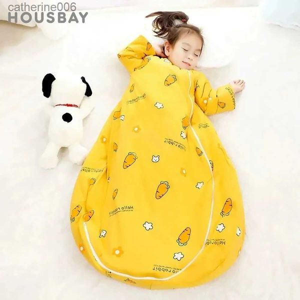 Sleeping Bags Sleeping Bag For Children 2.5Tog Baby Sleeping Bag Winter Thick Detachable Sleeves Anti-Kick Blanket Infant Quilt SleepwearL23