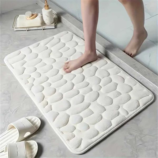 1 memory foam bathroom floor mat pebble embossed bathroom mat quick drying and washable mat antiskid thick soft and Cfo Y250111