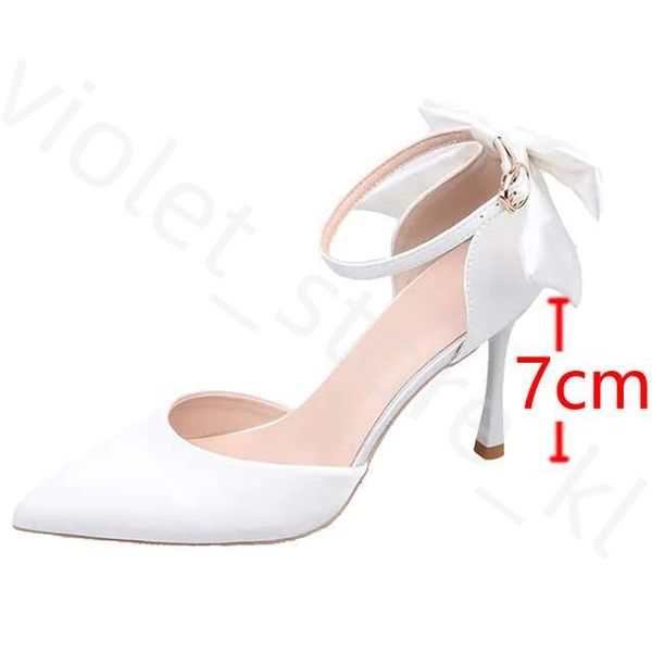 White Elegant Bowknot Thin Heels Pumps Women Pointed Toe Ankle Strap Wedding Party Shoes Woman Silk Super High Heels Bride Shoes 503
