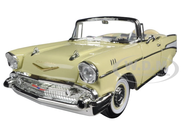 1957 Chevrolet Bel Air Convertible Cream 1-18 Diecast Model Car by Road Signature