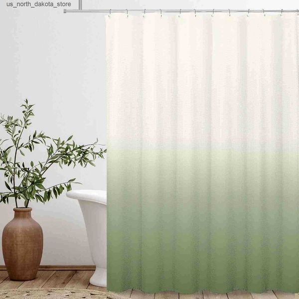 Shower Curtains Black beige sage shower curtain lime green textured fabric gradient bathroom curtain waterproof bathroom curtain set with ho
