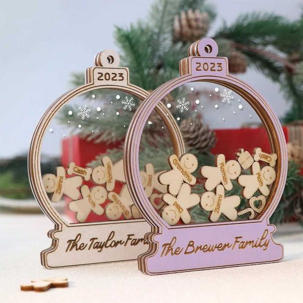 2023 Personalized Family Christmas Ornaments Gingerbread Mason Jar Ornament2-15 Names Cookie Jar Ornament Gift for Christmas Y240808