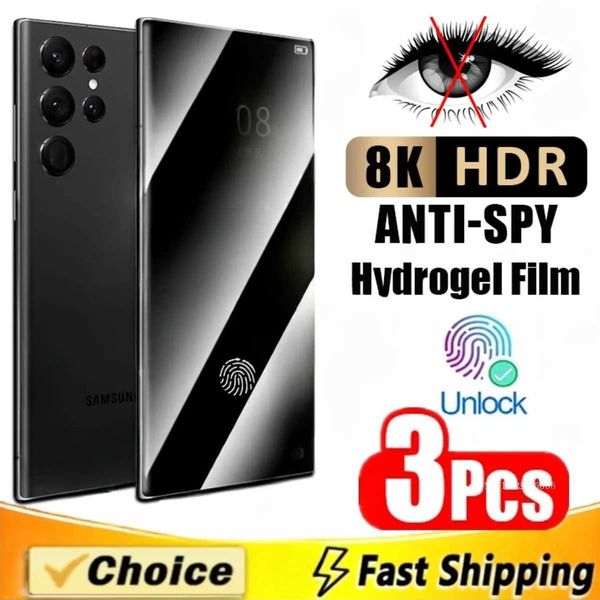 Cell Phone Screen Protectors 3Pcs Anti-Spy Hydrogel Film for Samsung S21 S20 S23 S22 S24 Ultra FE S10 S9 Plus Note 20 Ultra 10 Plus Privacy