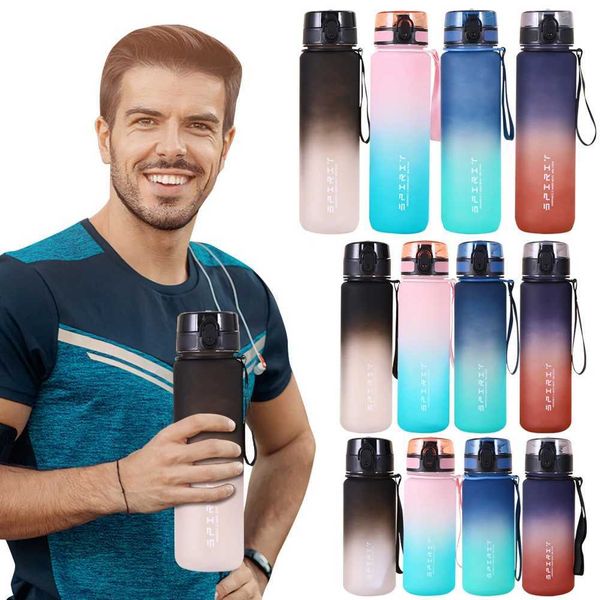 Frosted Water Bottle with Handle Fitness Sports Water Bottle Large Capacity Gradient Water Cup for Fitness Gym Outdoor SportsXJ240903