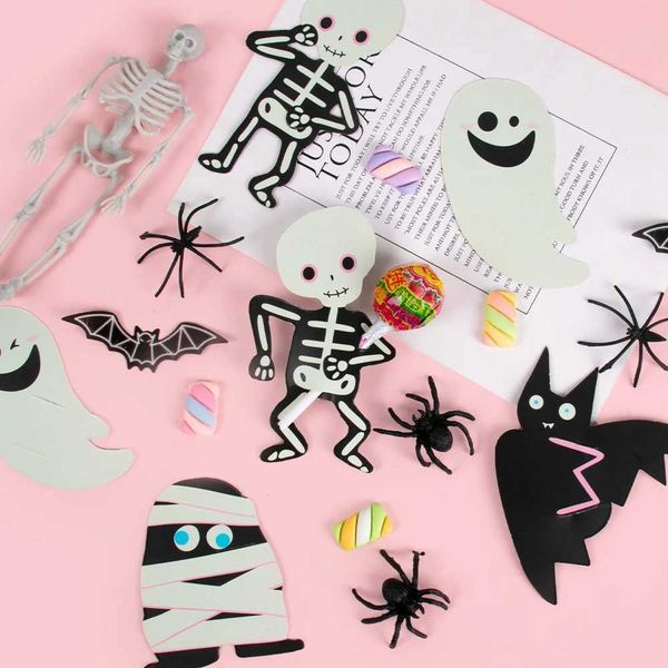 30pcs Lollipop Decorative Card Halloween Party Favor Candy Decor Pumpkin Ghost Skull Lollipop Card Trick Or Treat Candy Pack kid Y240801