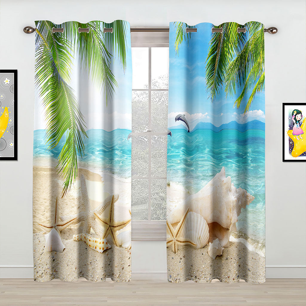 YL-37087 High-precision Customized 3D Curtain Printing Finished Landscape Wave Curtain Blackout Curtain