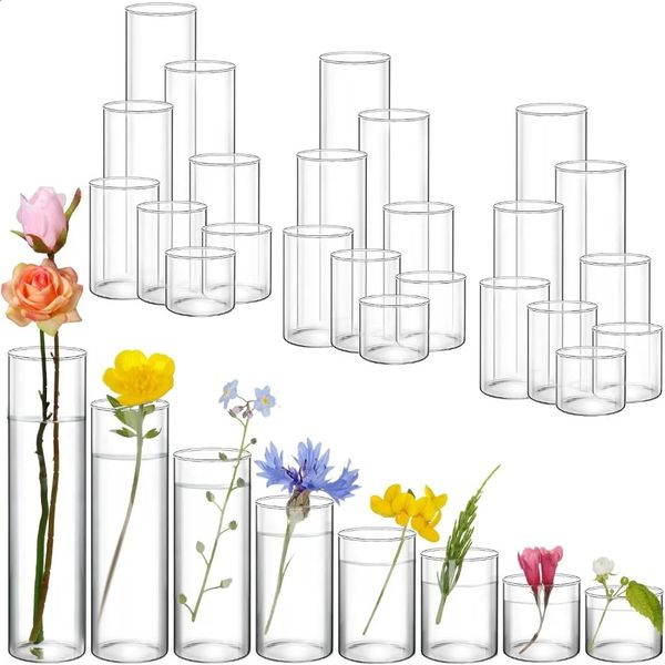 48 glass transparent cylindrical flower vases central candle holders for wedding party events 25 3 4 5 6 8 10 12 inches 240820