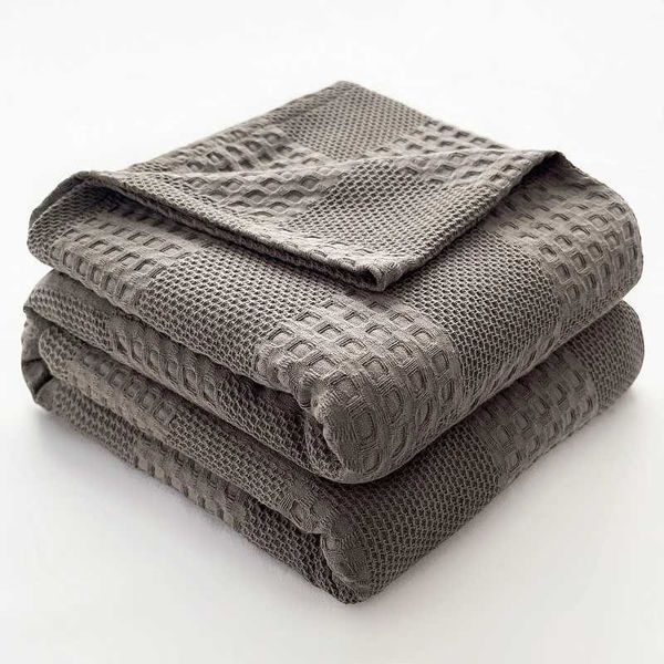 Battilo 100% Cotton Waffle Throw Blanket Solid Soft and Breathable Blanket for Twin-Queen-King Bed Summer Plaid Sofa Blankets Y240829
