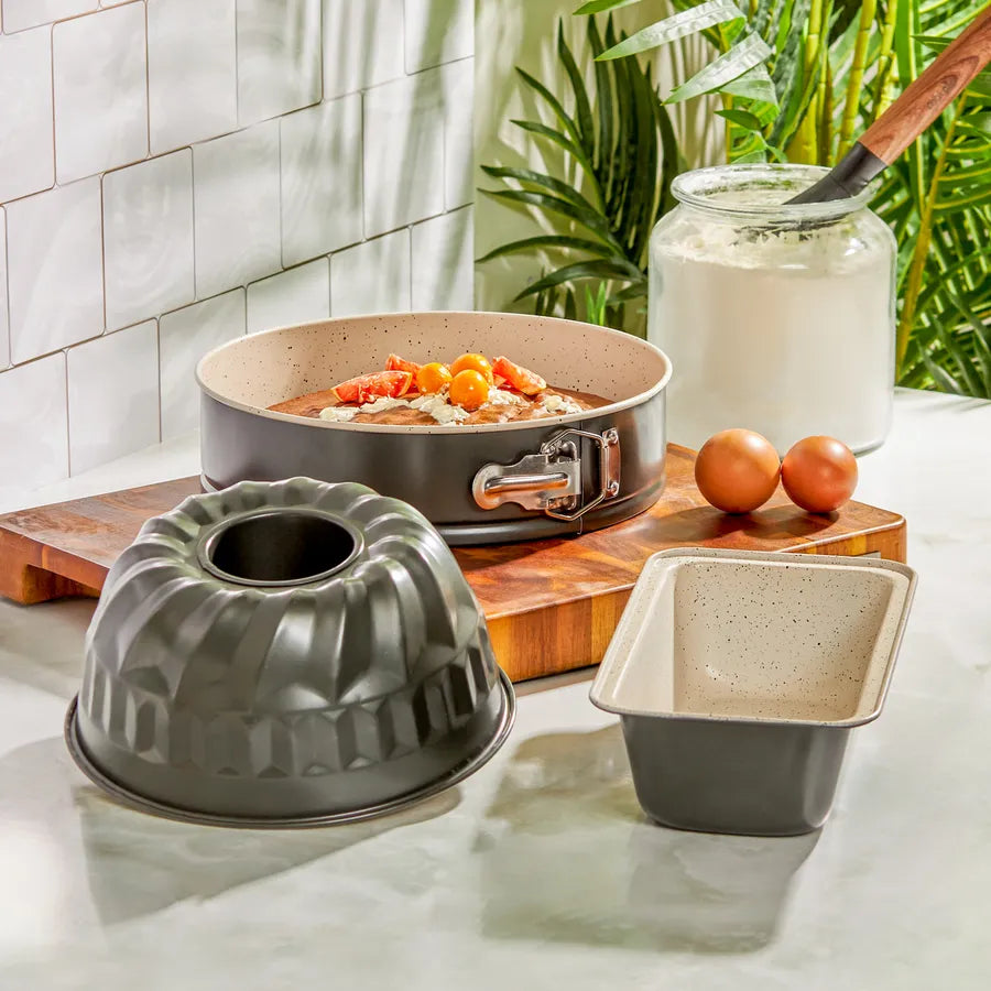 Karaca Retro Biogranite Bakeware Set, 3 Piece, Anthracite